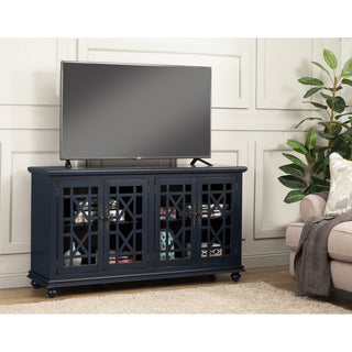 TV Stand, 63 in W, with Solid and Manufactured Wood in Catalina Blue