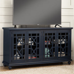 TV Stand, 63 in W, with Solid and Manufactured Wood in Catalina Blue