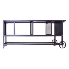 TV Stand, 68 in Wide, Steel and Engineered Wood with Open Shelving