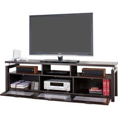 TV Stand, 70.9 in Wide, Espresso Finish with Checkered Acrylic Doors