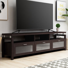 TV Stand, 70.9 in Wide, Espresso Finish with Checkered Acrylic Doors