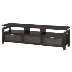 TV Stand, 70.9 in Wide, Espresso Finish with Checkered Acrylic Doors