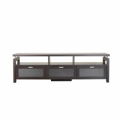 TV Stand, 70.9 in Wide, Espresso Finish with Checkered Acrylic Doors