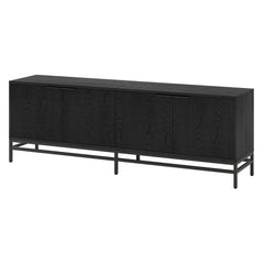 TV Stand, 70 in Wide, Black Grain with Fluted Doors