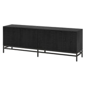 TV Stand, 70 in Wide, Black Grain with Fluted Doors
