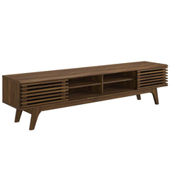 TV Stand, 70 in Wide, Walnut Finish in Manufactured Wood