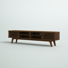 TV Stand, 70 in Wide, Walnut Finish in Manufactured Wood