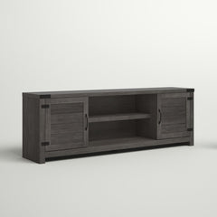TV Stand, 70 in Wide, Weathered Gray with Barn Doors