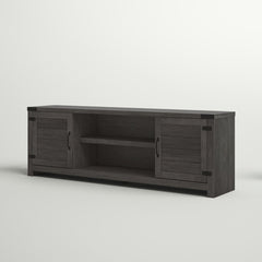 TV Stand, 70 in Wide, Weathered Gray with Barn Doors