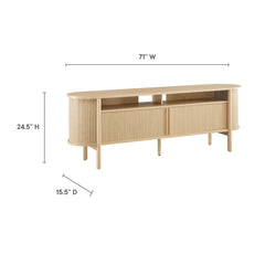 TV Stand, 71 in Wide, Brown Wood with Sliding Doors