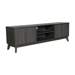 TV Stand, 71 in Wide with Two Cabinets, Black