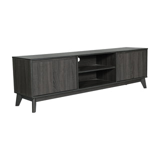TV Stand, 71 in Wide with Two Cabinets, Black