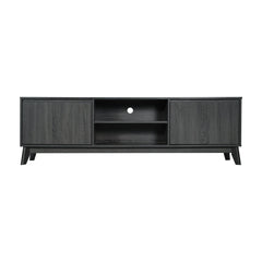 TV Stand, 71 in Wide with Two Cabinets, Black