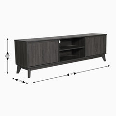 TV Stand, 71 in Wide with Two Cabinets, Black