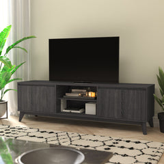 TV Stand, 71 in Wide with Two Cabinets, Black