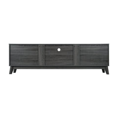 TV Stand, 71 in Wide with Two Cabinets, Black