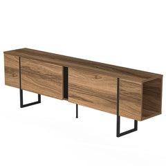 TV Stand, 71-Inch Wide, Black and Brown Wood