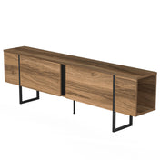 TV Stand, 71-Inch Wide, Black and Brown Wood