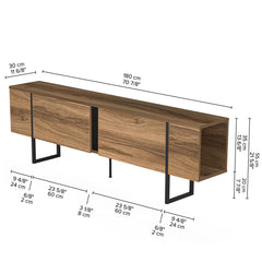 TV Stand, 71-Inch Wide, Black and Brown Wood