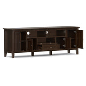 TV Stand, 72 in Wide, Solid Wood with Adjustable Shelves