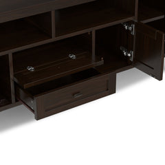 TV Stand, 72 in Wide, Solid Wood with Adjustable Shelves