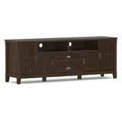 TV Stand, 72 in Wide, Solid Wood with Two Drawers