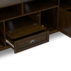 TV Stand, 72 in Wide, Solid Wood with Two Drawers