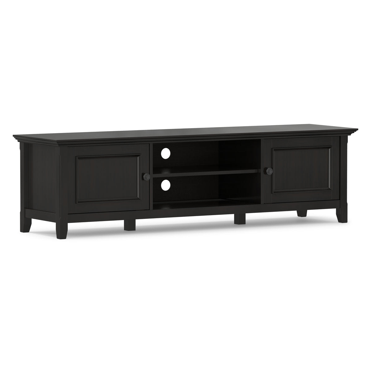 TV Stand, 72-Inch Solid Pine with Brown Finish
