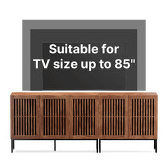 TV Stand, 78.7 in W, Brown Farmhouse Style with 3 Cabinets