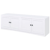 TV Stand, 78 in Wide, White Manufactured Wood with Four Doors
