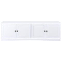 TV Stand, 78 in Wide, White Manufactured Wood with Four Doors