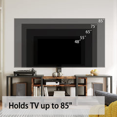 TV Stand for 85 in TVs, Black/Brown with Metal Frame
