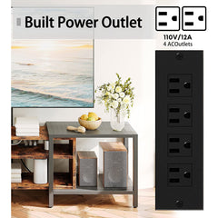TV Stand for 85 in TVs, Black/Brown with Metal Frame