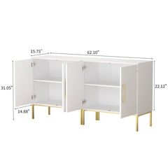 TV Stand for TVs Up to 43 in, White Manufactured Wood with Metal Legs