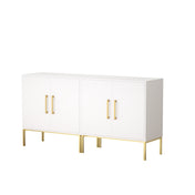 TV Stand for TVs Up to 43 in, White Manufactured Wood with Metal Legs