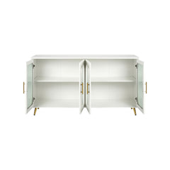 TV Stand for TVs Up to 65 in, Antique White with Glass Doors