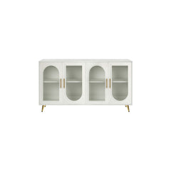TV Stand for TVs Up to 65 in, Antique White with Glass Doors