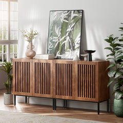 TV Stand for TVs up to 65 in, Brown with Metal Base