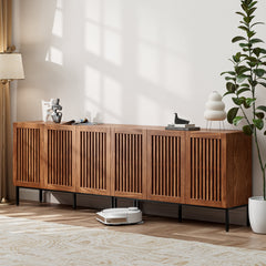 TV Stand for TVs up to 65 in, Brown with Metal Base
