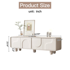 TV Stand for TVs Up to 65 in, White Manufactured Wood with Six Cabinets