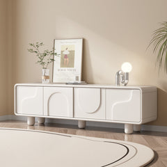 TV Stand for TVs Up to 65 in, White Manufactured Wood with Six Cabinets