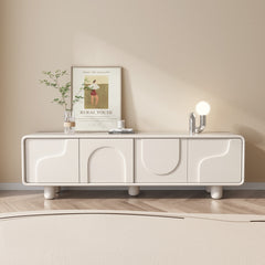 TV Stand for TVs Up to 65 in, White Manufactured Wood with Six Cabinets