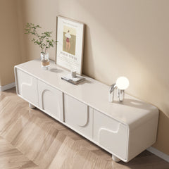 TV Stand for TVs Up to 65 in, White Manufactured Wood with Six Cabinets