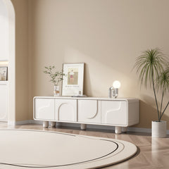 TV Stand for TVs Up to 65 in, White Manufactured Wood with Six Cabinets