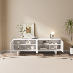 TV Stand for TVs Up to 65 in, White Manufactured Wood with Six Cabinets