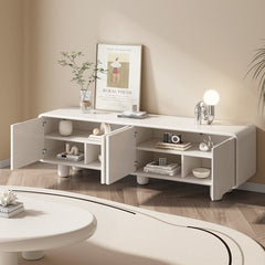 TV Stand for TVs Up to 65 in, White Manufactured Wood with Six Cabinets