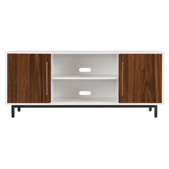 TV Stand for TVs Up to 65 in with White/Walnut Finish