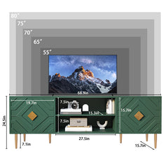 TV Stand for TVs Up to 70 In, Green Gloss MDF with Storage
