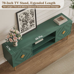 TV Stand for TVs Up to 70 In, Green Gloss MDF with Storage
