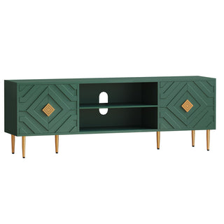 TV Stand for TVs Up to 70 In, Green Gloss MDF with Storage